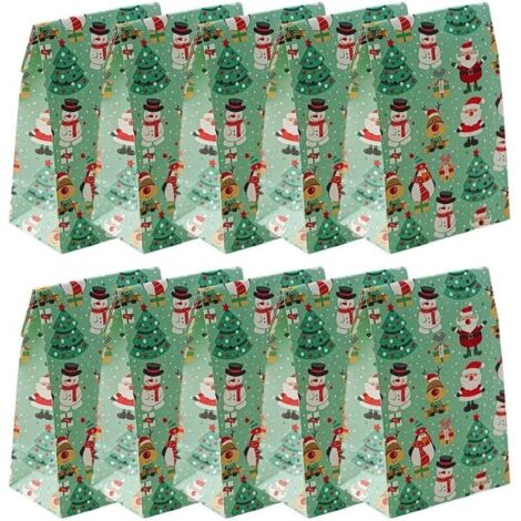 Sacs de Noël, 10 sacs en papier kraft de Noël, sacs-cadeaux de Noël, fournitures de fête en classe, cadeaux de fête, vert