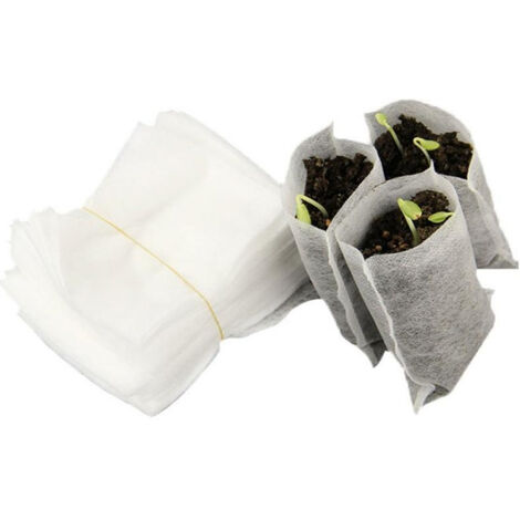 Sacs de Pépinière Non Tissés Blancs Sacs de Culture Biodégradables Non Tissés Sacs de Pépinières Biodégradables Convient pour Jardin Pépinières Légumes et Melons Fourniture de Jardin(100 Pcs) 13Treize