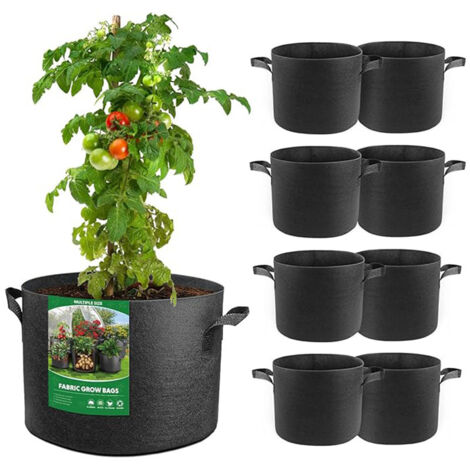Sacs de plantation de 5 gallons - Un ensemble de 5 sacs de plantation non tissés, adaptés à la culture de légumes, de tomates et d'herbes aromatiques, pour le jardinage intérieur et extérieur.