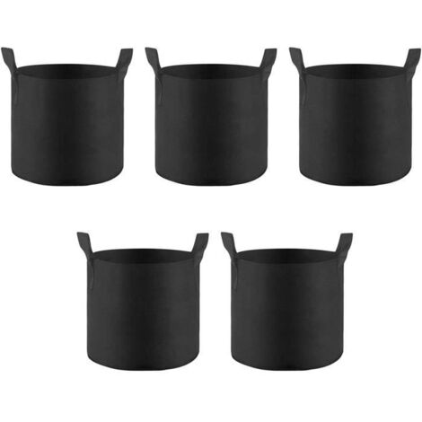 Sacs de Plantation en Non Tissé - Lot de 5 - Pots Géotextiles Ø 31cm - Pour Légumes de Jardin - Noir