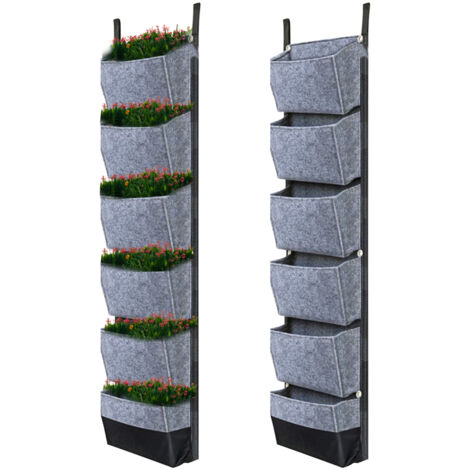 Sacs de plantation suspendus à 6 poches pour jardinage vertical, pots de fleurs, jardinières murales respirantes, 107 x 30 cm (42 x 12 pouces)