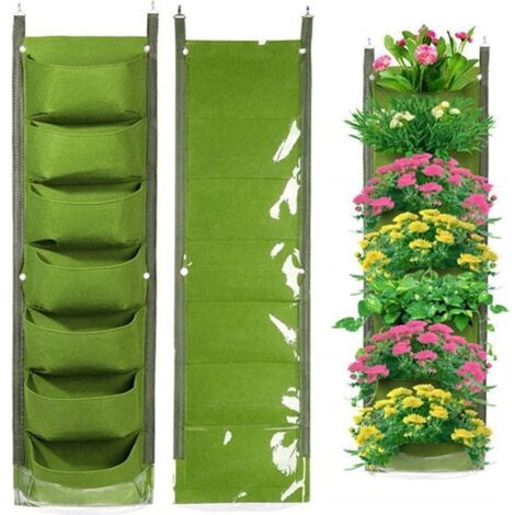 Sacs de plantation verticaux à 7 poches, sacs suspendus pour jardin vertical, étiquette pour sacs à fleurs suspendus