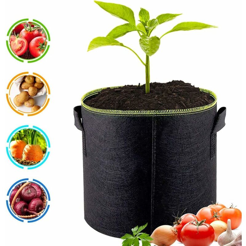 Sacs de plantes Sac de culture Sac de plantation Tissu non tissé noir (10 gallons)