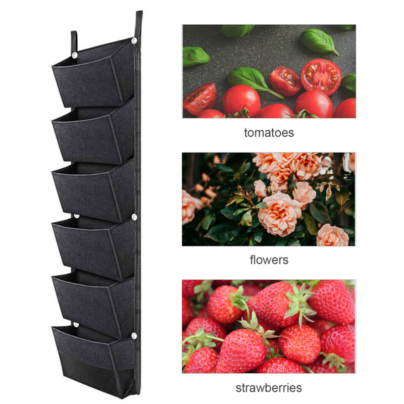 Sacs de plantes suspendus avec 6 poches, Pots de fleurs de jardinage verticaux, jardinière, sacs de plantes muraux, sacs de culture respirants pour