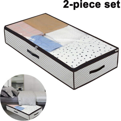 Sacs de rangement élastiques à fermeture éclair sous le lit avec séparateurs amovibles (lot de 2), fabriqués en tissu épais, adaptés au rangement de vêtements, couvertures, couettes, etc.