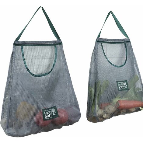 Sacs de Rangement Muraux pour Légumes, 2 Pcs Sacs en Filet D'épicerie Réutilisables, Sac de Légumes D'épicerie Écologique, Sac à Provisions en Filet, Sacs Produits Réutilisables Fruits, pour Fruit MOD