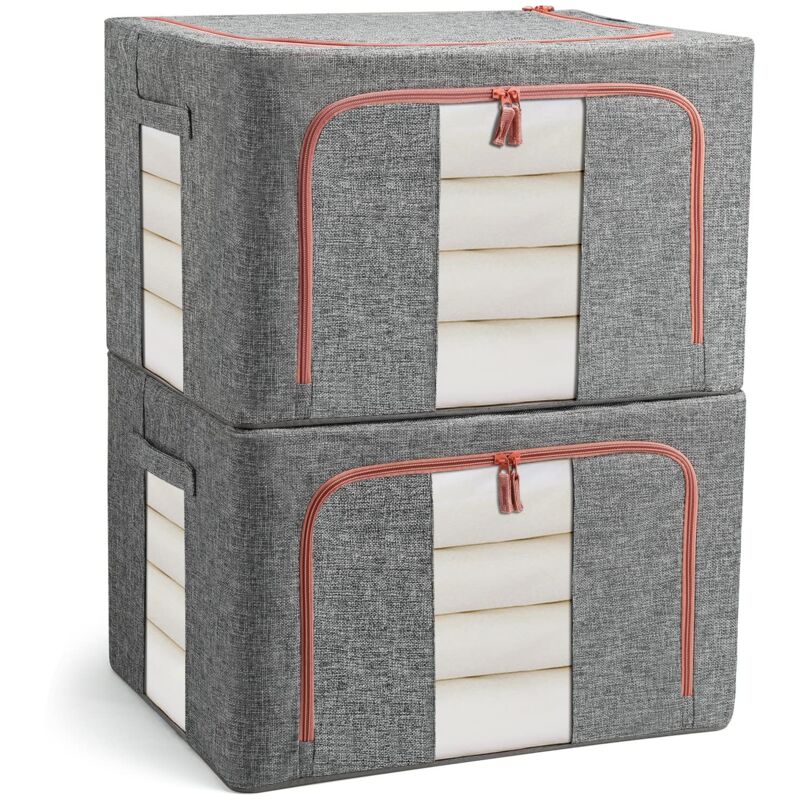 Jusch - Sacs de Rangement Pliables et Rigides pour Couettes,Gris (24L)