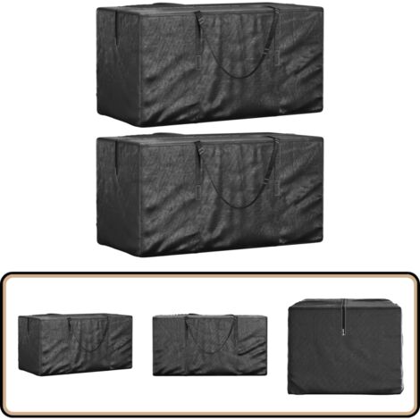 Sacs de rangement pour coussins de jardin 2 pcs noir - Housse De Coussin Extérieur - Sac De Rangement Pour Coussins - Protection Contre La Pluie - Stockage De Mobilier De Jardin - Accessoires De Jardi