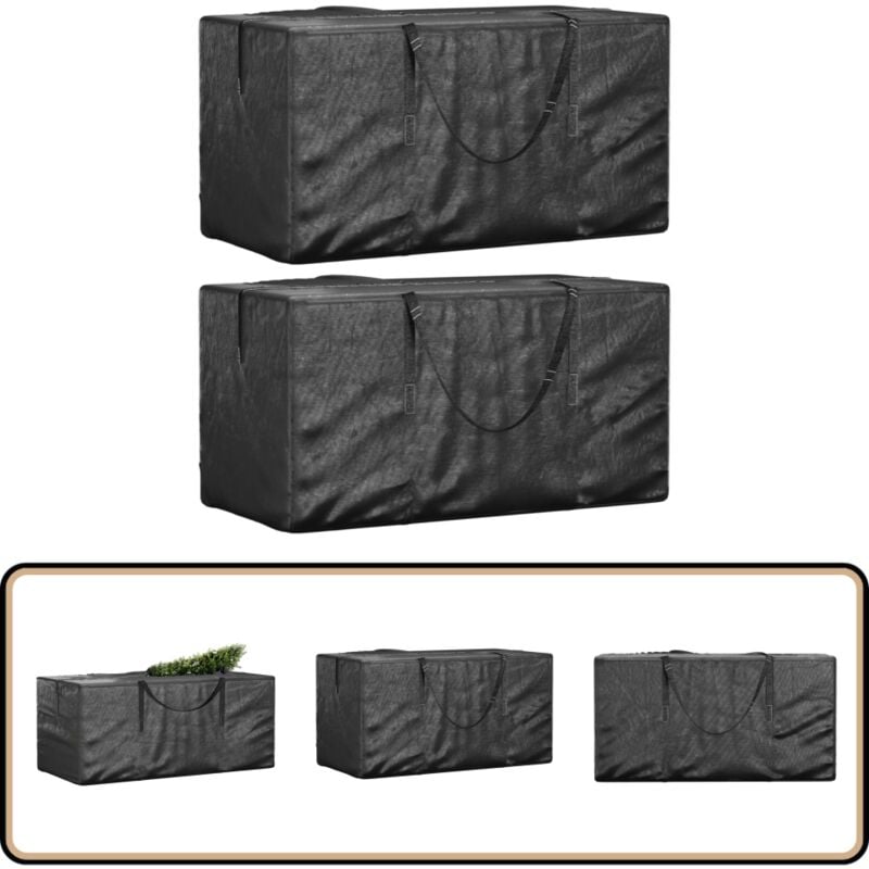 Sacs de rangement pour sapin de Noël 2 pcs noir polyéthylène - Sac De Rangement Sapin De Noël - Housse Sapin De Noël - Protection Sapin De Noël