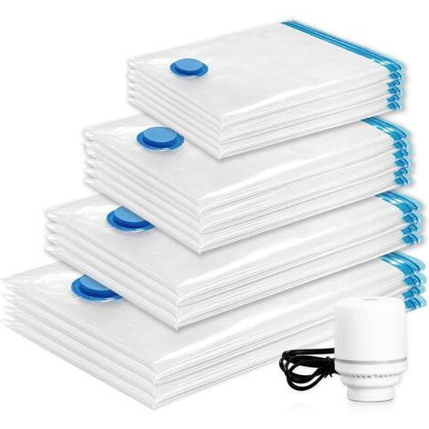Sacs de rangement sous vide avec pompe à air électrique, paquet de 20, pour un stockage peu encombrant