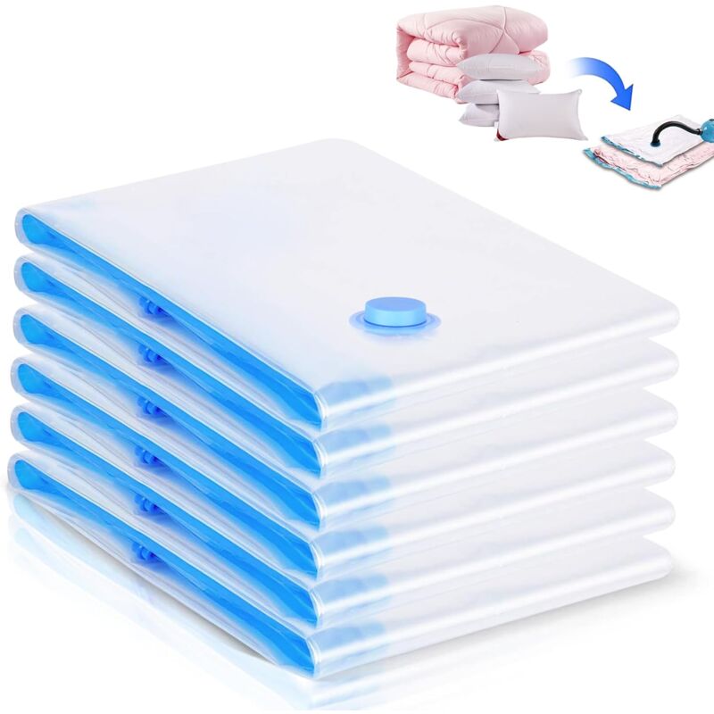 Sacs de Rangement Sous Vide, Lot de 6 housses de rangement sous vide, Voyages Réutilisables pour Matelas, Vêtements, Couettes, Literie, Oreillers,