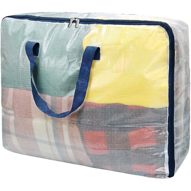Sacs de rangement transparents avec fermeture éclair, très grande capacité de 75 L - Rangement sous le lit pour vêtements, literie, couettes, jouets,