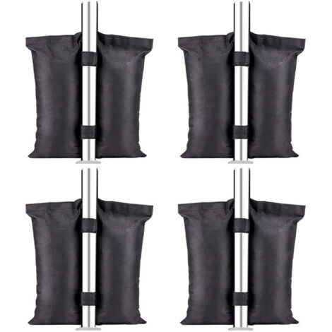 Sacs de Sable 4 Pièces, Sable Gazebo à Double Couture, Sac à Pieds pour Tente à Toit Relevable, Gazebo d'extéri, Meubles de Jardin, Noir (4  25LBS)