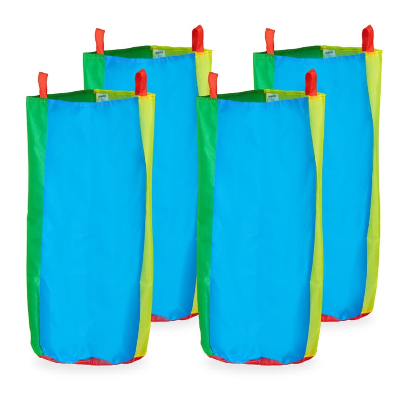 Lot de 4 sacs pour la course en sac, pour l'anniversaire de votre enfant, polyester, multicolore - Relaxdays