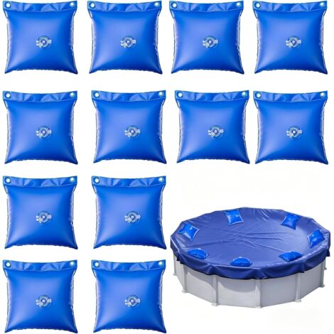 Sacs d'eau Lourds pour Couverture de Piscine, 12 Pièces Poids Abris Piscine Enterrés, PVC Épais Anti-Gel Anti-Déchirure, Universels Couvertures -