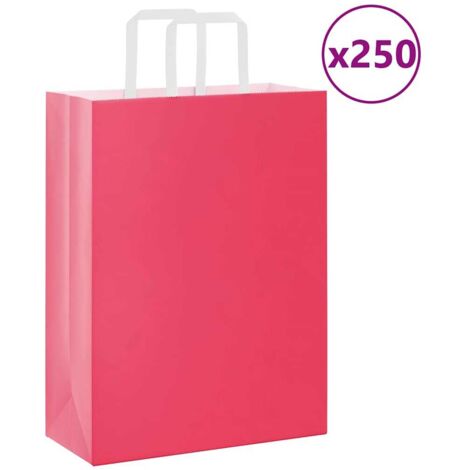 Sacs en papier 250 pcs avec poignées rose 26x12x35 cm vidaXL