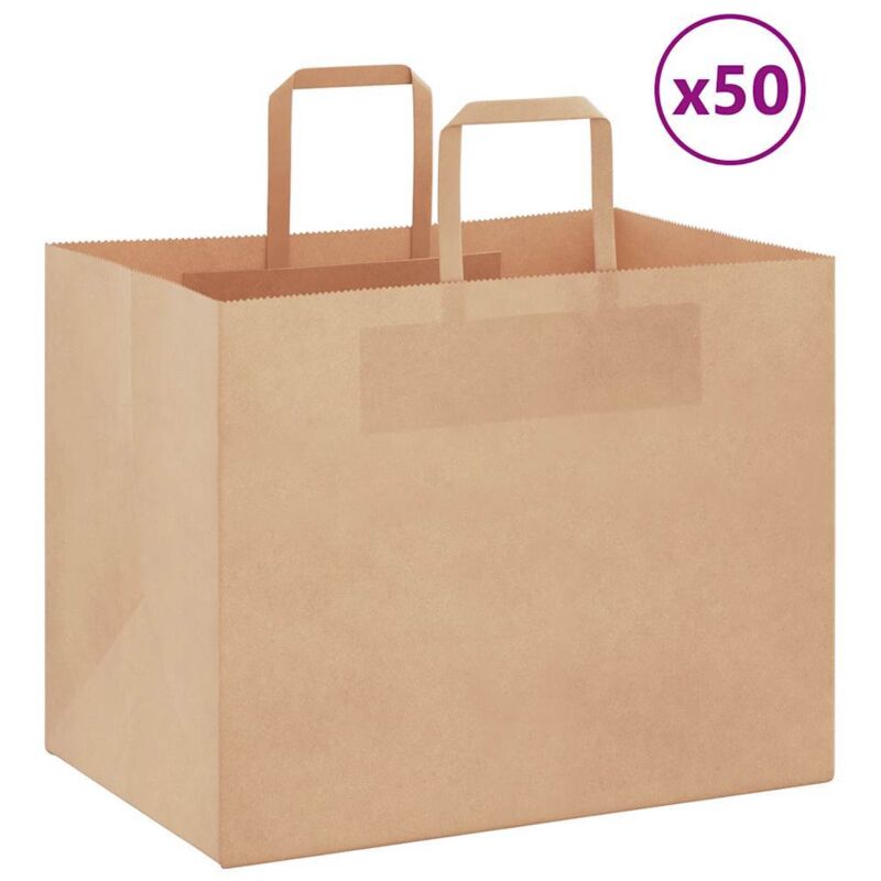 Vidaxl - Sacs en papier 50 pcs avec poignées marron 32x22x24 cm