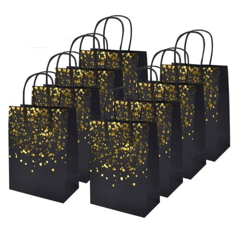 Sacs en papier kraft noir et or « Love », lot de 15, sacs cadeaux en papier kraft