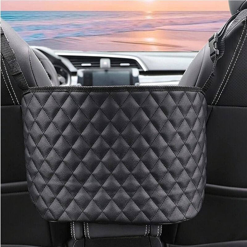 Sacs à main de poche en filet de voiture, sac de siège de voiture de poche en filet de voiture porte-sac à main en cuir sacs de voiture-noir,
