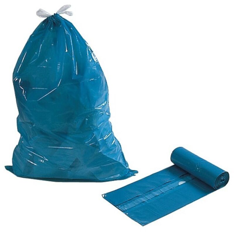 FP - Sacs poubelle 120 l bleu m.Zugca. 39 my Rouleau de 25 pièces. (Par 10)