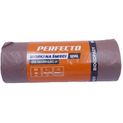 Sacs poubelle 120L 70x110 marron, lot de 10 Perfecto