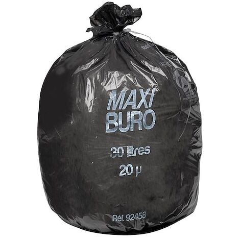 Sac poubelle 30 litres (x1000 pcs) - Opaque - Noir - Très résistant