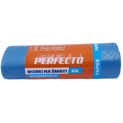 Sacs poubelle 60L 60x70cm bleus, lot de 10 Perfecto