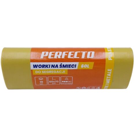 Sacs poubelle 60L 60x70cm jaunes, lot de 10 Perfecto