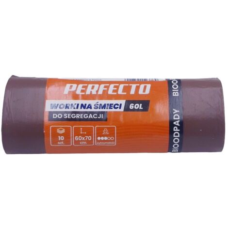Sacs poubelle 60L 60x70cm marron, lot de 10 Perfecto
