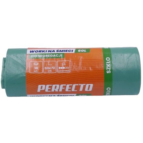 Sacs poubelle 60L 60x70cm verts, lot de 10 Perfecto