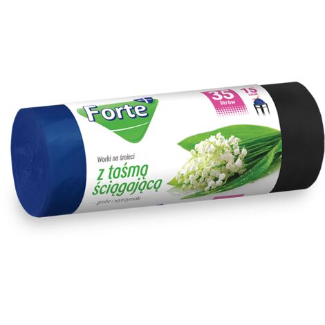 Sacs poubelle Forte+ avec ruban adhésif 35 L 15 pièces LDPE