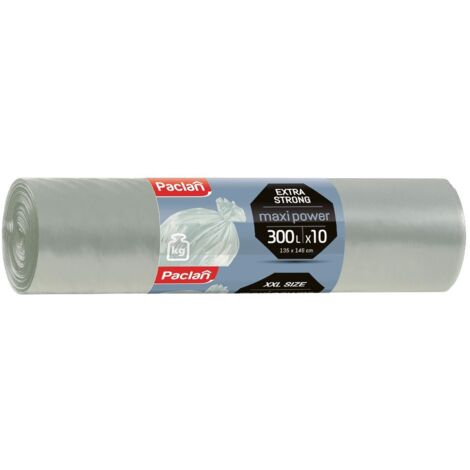Sacs poubelle gris 300L, lot de 10, Maxi Power Paclan