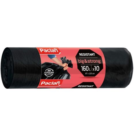 Sacs poubelle noirs 160L, lot de 10, grande taille et très résistants