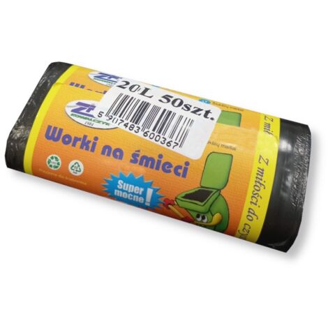 Sacs poubelle noirs 20 L en PEHD, lot de 50, ZPT