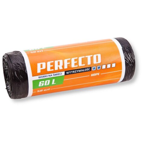 Sacs poubelle noirs HD 60L (lot de 50)