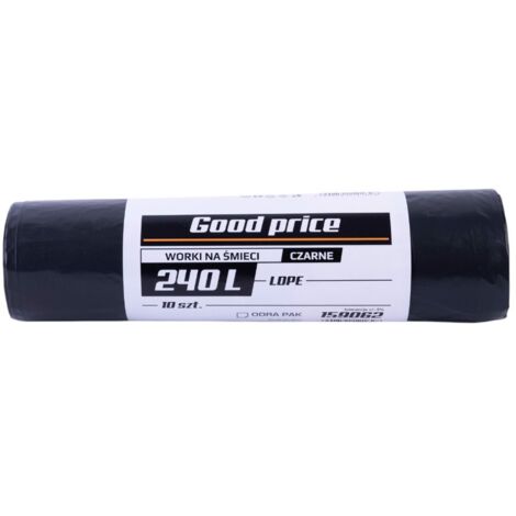 Sacs poubelle noirs LDPE 240L, lot de 10, bon prix