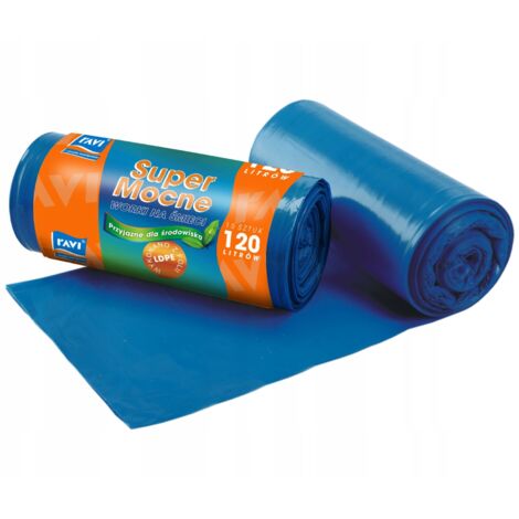 Sacs poubelle résistants en papier bleu 120 l, lot de 15
