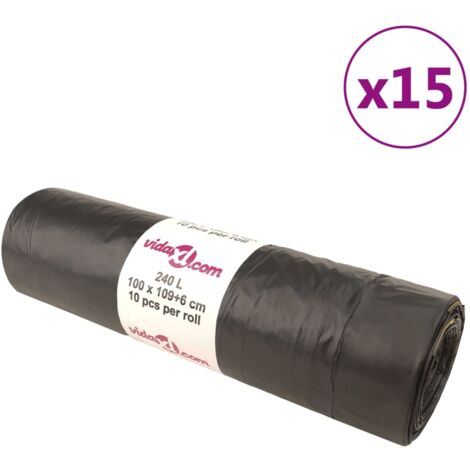 Sacs poubelles avec cordons 150 pcs noir 240 L vidaXL