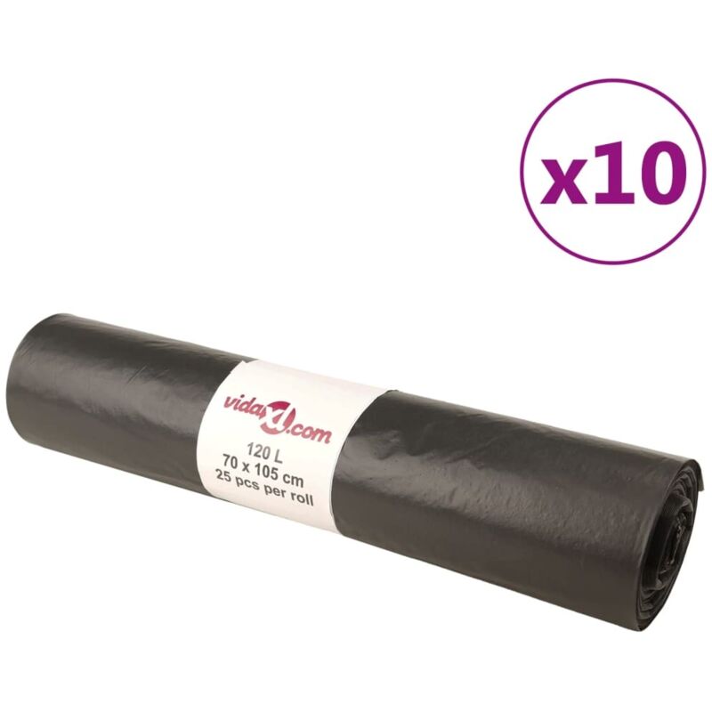 vidaXL Müllsäcke 250 Stk. Schwarz 120 L