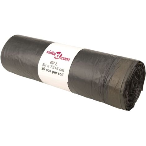 Sacs poubelles avec cordons 250 pcs noir 60 L CFW985179