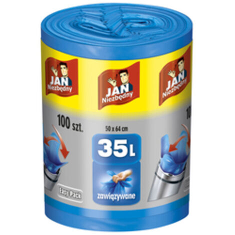 Sacs poubelles Easy-pack Jan Niezbędny bleus 35 l, 100 pièces