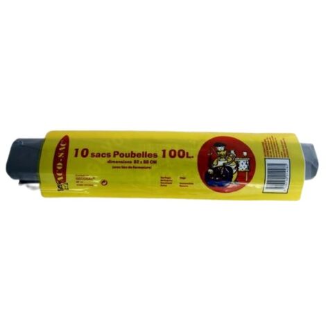 Sacs poubelles NF ENVIRONNEMENT 100L pochette de 10 sacs GECOSAC 258
