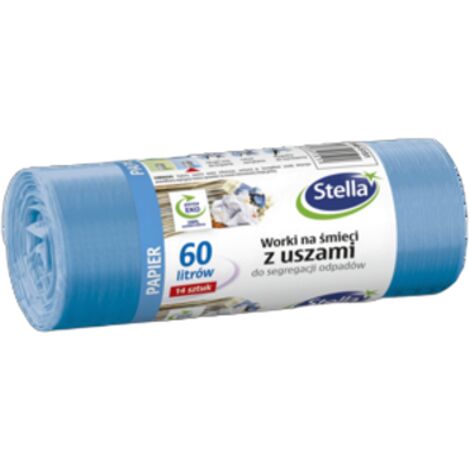 Sacs poubelles Stella avec poignées pour le tri des déchets PAPIER 60L 14 pièces bleu