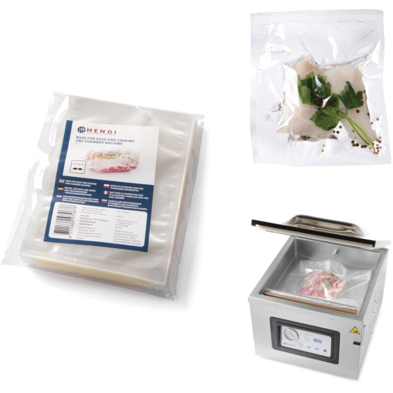 Sacs pour machines de cuisson sous vide et d'emballage sous vide à chambre, 250x350mm, 100 pcs.