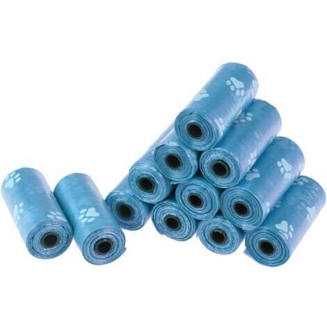 Sacs Ramasse-crottes Chien Sacs à Déjections Biodégradables Bleu 12 Rouleaux (180 Sacs au Total)