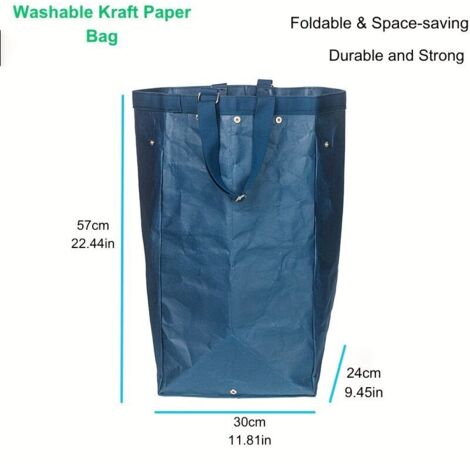 Sacs Rangement Grands Format Vinyle Pliables Poignées - Réutilisables Résistants Lavables - Idéal Cuisine Buanderie Jardin Rangement Linge bleu