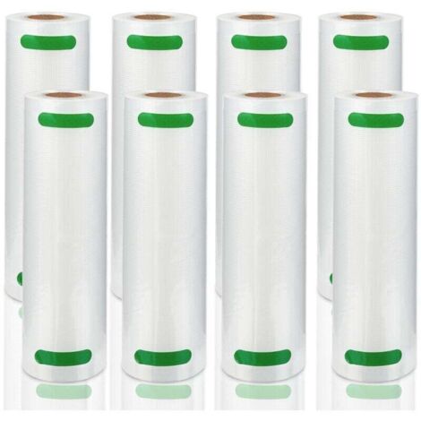 Sacs sous Vide Alimentaire 8 Rouleaux. 20 X 600 CM pour Appareil de Mise sous Vide. Réfrigérateur. Réutilisable rouleaux sous vide