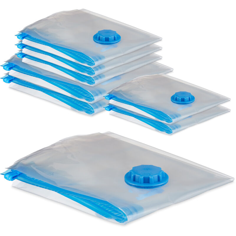 40 sacs sous vide, sacs de compression, 3 tailles, vêtements et couvertures, sacs avec valve, transparents, en set