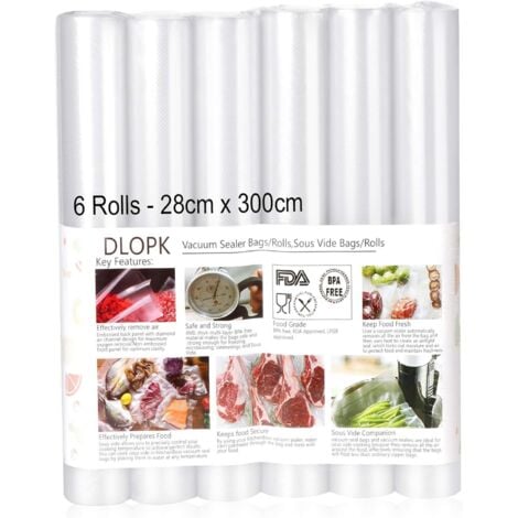 TREETALK Sacs sous Vide Pack de 6 Packs 28cm x 300cm Compatible avec n'importea quelle scelleuse sous vide pour la maison
