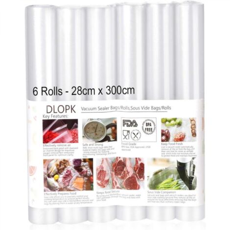 Sacs sous Vide Pack de 6 Packs 28cm x 300cm Compatible avec n'importea quelle scelleuse sous vide pour la maison